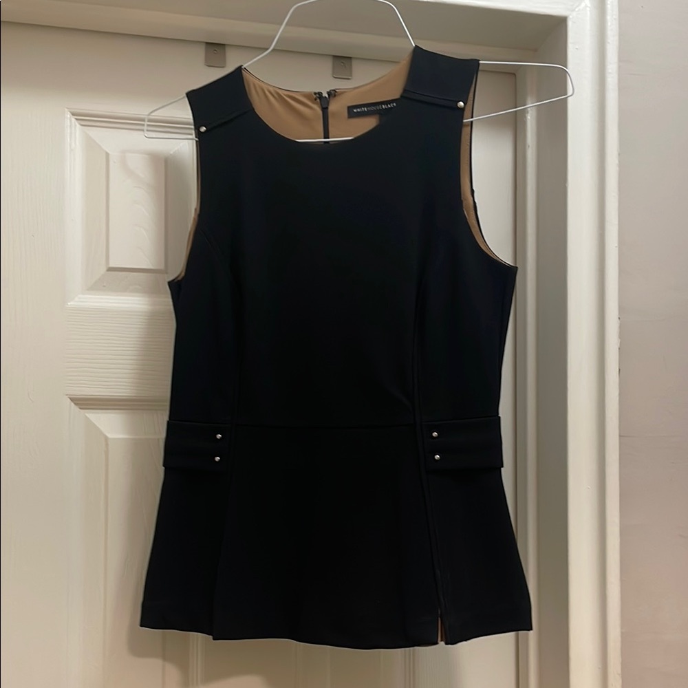 White House Black Market Black Sleeveless Top with Silver Details